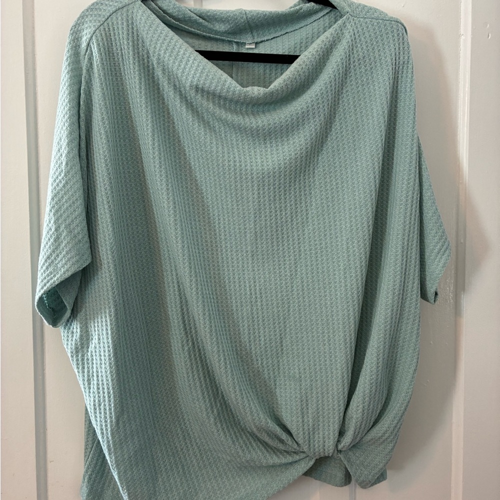 Women's Blue-Green Knotted Top